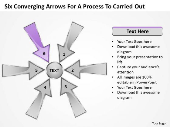 Six Coverging Arrows For Process To Carried Out Circular Cycle PowerPoint Templates