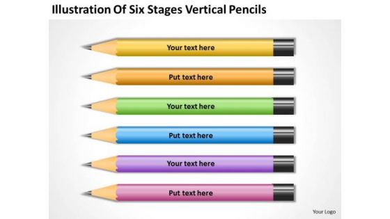 Six Stages Vertical Pencils Business Plan Examples For New PowerPoint Templates