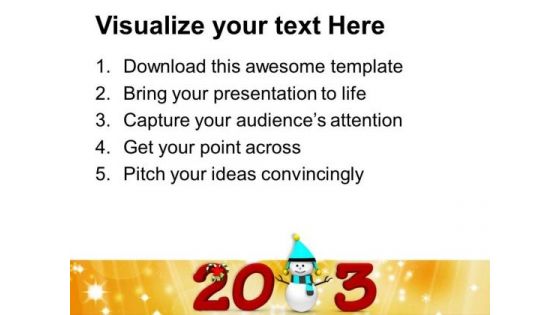Skyblue Snowman With 2013 Festival PowerPoint Templates Ppt Backgrounds For Slides 1212
