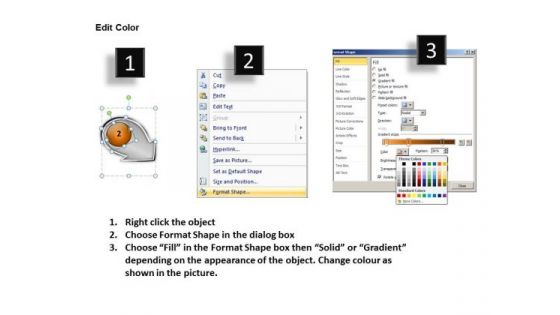 Sloping Circle Arrows Process 4 Business System Flow Charts PowerPoint Slides