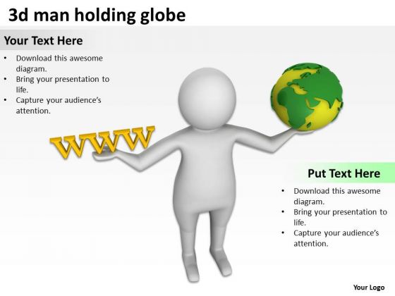 Small Business Network Diagram 3d Man Holding Globe PowerPoint Slides
