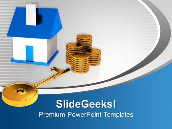 Small House With Money And Key Business PowerPoint Templates Ppt Backgrounds For Slides 0213