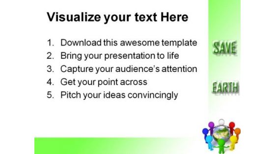 Small People Peace Globe PowerPoint Themes And PowerPoint Slides 0411