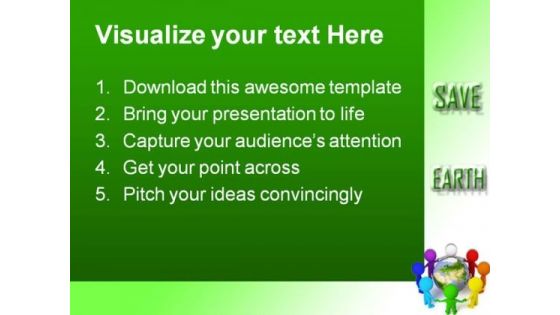 Small People Peace Globe PowerPoint Themes And PowerPoint Slides 0411