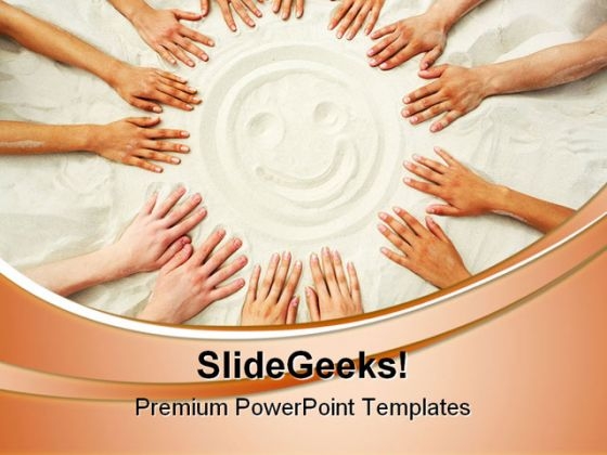 Smile Face On Sand Beach PowerPoint Templates And PowerPoint Backgrounds 0811