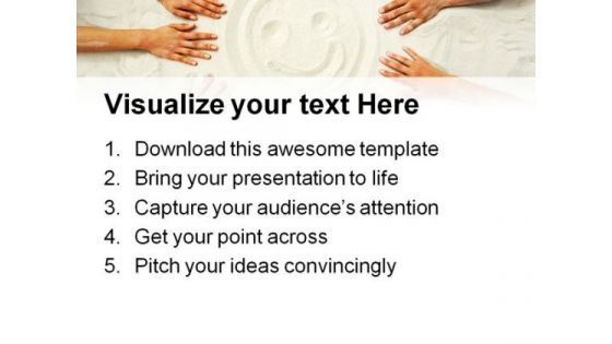 Smile Face On Sand Beach PowerPoint Themes And PowerPoint Slides 0811