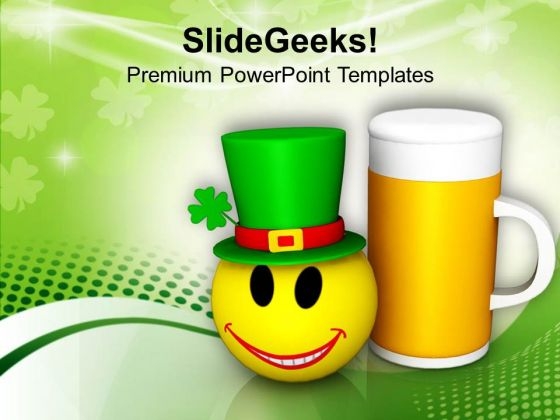 Smiley Face And Beer Mug Celebration Festival PowerPoint Templates Ppt Backgrounds For Slides 0213