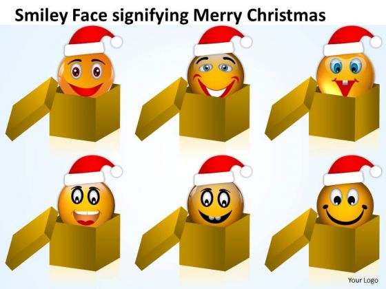 Smiley Faces In Box On Christmas Eve Peace Joy PowerPoint Slides
