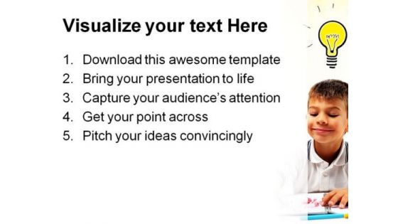 Smiling Child Having An Idea Education PowerPoint Templates And PowerPoint Backgrounds 0311