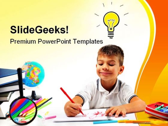 Smiling Child Having An Idea Education PowerPoint Templates And PowerPoint Backgrounds 0311
