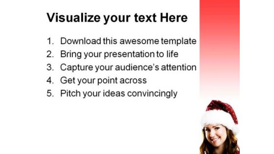 Smiling Woman Christmas PowerPoint Template 1010