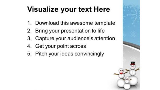 Snow Family Christmas Eve Holidays PowerPoint Templates Ppt Backgrounds For Slides 1112