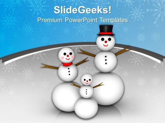Snow Family Christmas Eve Holidays PowerPoint Templates Ppt Backgrounds For Slides 1112