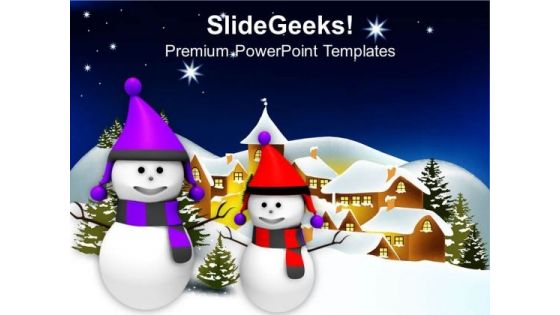 Snowman On Winter Abstract Background PowerPoint Templates Ppt Backgrounds For Slides 1212