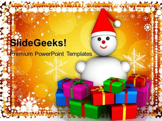Snowman With Christmas Presents PowerPoint Templates Ppt Backgrounds For Slides 1212