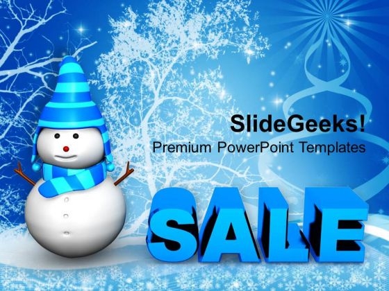 Snowman With Christmas Sale Shopping PowerPoint Templates Ppt Backgrounds For Slides 1112