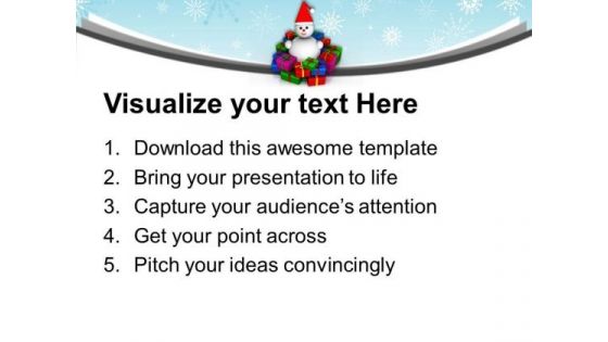 Snowman With Colorful Gifts PowerPoint Templates Ppt Backgrounds For Slides 0113