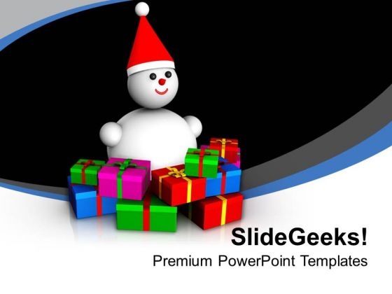 Snowman With Colorful Presents Festival PowerPoint Templates Ppt Backgrounds For Slides 0113