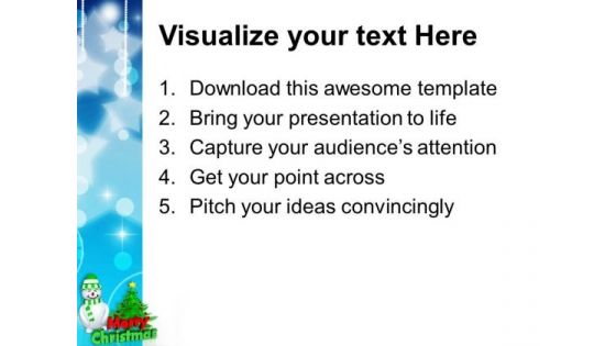 Snowman With Green Christmas Tree PowerPoint Templates Ppt Backgrounds For Slides 1212