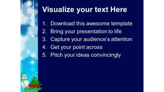 Snowman With Green Christmas Tree PowerPoint Templates Ppt Backgrounds For Slides 1212