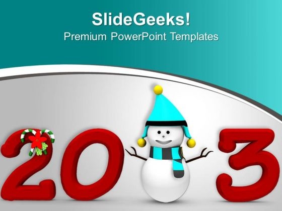 Snowman With New Year Theme PowerPoint Templates Ppt Backgrounds For Slides 0413