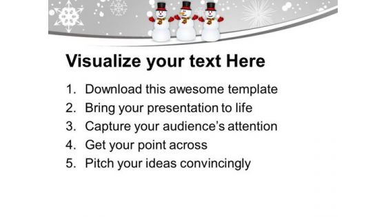 Snowmen Celebrating Christmas And New Year PowerPoint Templates Ppt Backgrounds For Slides 0113