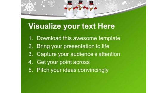 Snowmen Celebrating Christmas And New Year PowerPoint Templates Ppt Backgrounds For Slides 0113