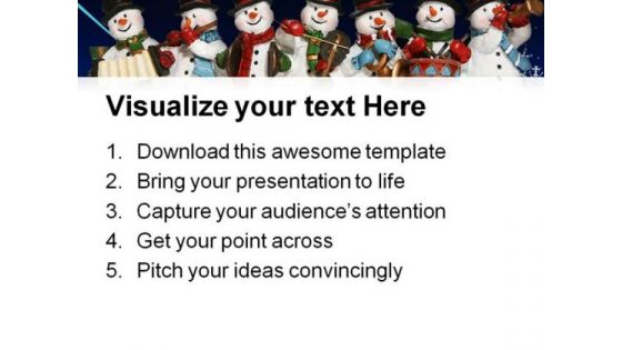 Snowmen Celebrating Christmas Festival PowerPoint Templates And PowerPoint Backgrounds 0711