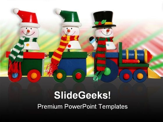 Snowmen On Train Festival PowerPoint Templates And PowerPoint Backgrounds 0811
