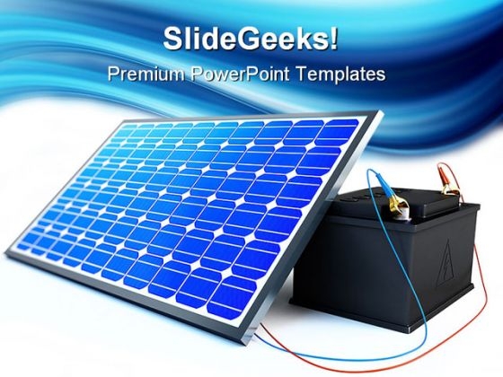 Solar Panel Charges Battery Technology PowerPoint Templates And PowerPoint Backgrounds 0211