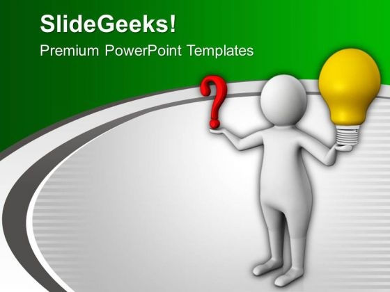 Solve Questions With Bright Idea PowerPoint Templates Ppt Backgrounds For Slides 0813