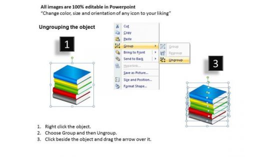 Spanish Italian French German Language Books PowerPoint Templates