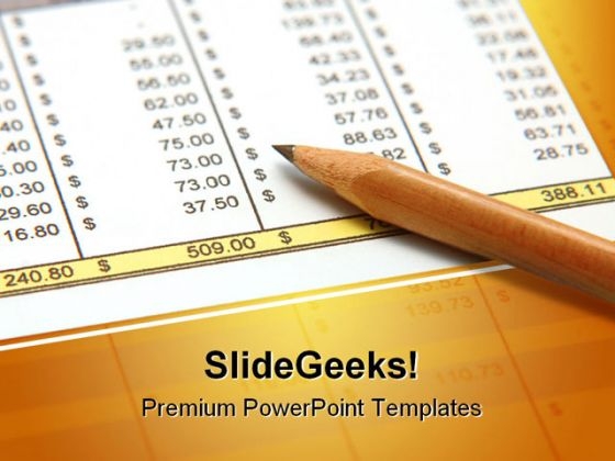 Spreed Sheet Finance PowerPoint Template 0610