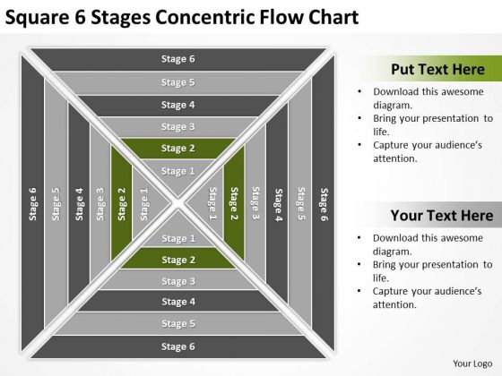 Square 6 Stages Concentric Flow Chart Ppt Business Plan PowerPoint Templates