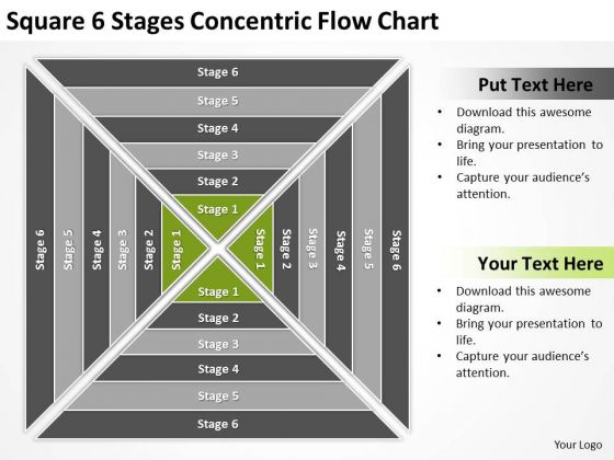 Square 6 Stages Concentric Flow Chart Ppt Business Plan Sample PowerPoint Templates