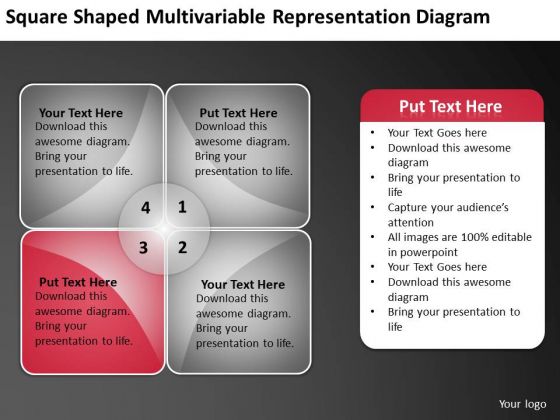 Square Shaped Multivariable Representation Diagram Ppt Startup Business Plan PowerPoint Slides