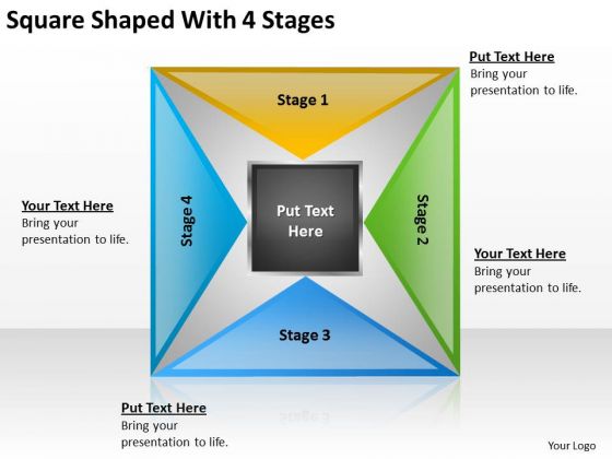 Square Shaped With 4 Stages Ppt How To Write Business Plan Free PowerPoint Templates