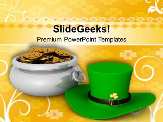St Patricks Day With Green Hat PowerPoint Templates Ppt Backgrounds For Slides 0313