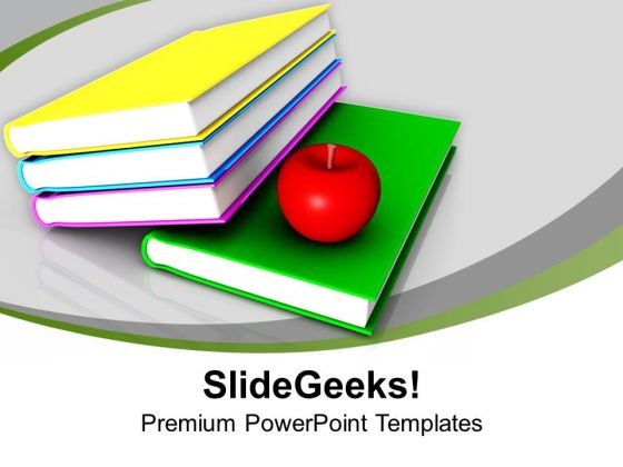 Stack Of Books And Apple Food PowerPoint Templates Ppt Backgrounds For Slides 0213