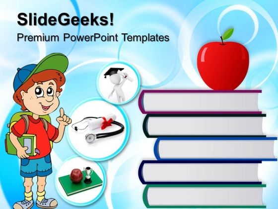 Stack Of Books And Red Apple Education PowerPoint Templates And PowerPoint Themes 0712