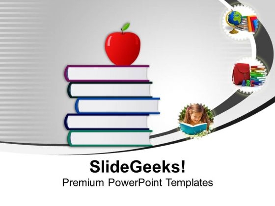 Stack Of Books With Apple Education PowerPoint Templates Ppt Backgrounds For Slides 0213