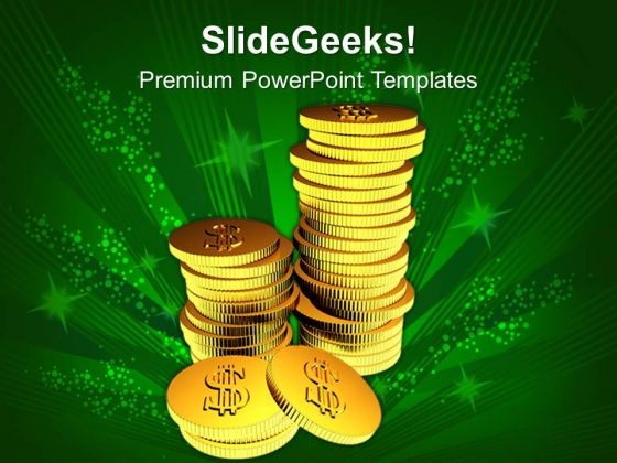 Stack Of Gold Coins Finance PowerPoint Templates Ppt Backgrounds For Slides 0113