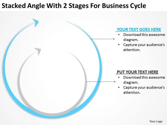 Stacked Angle With 2 Stages For Business Cycle Ppt Food Truck Plan PowerPoint Templates
