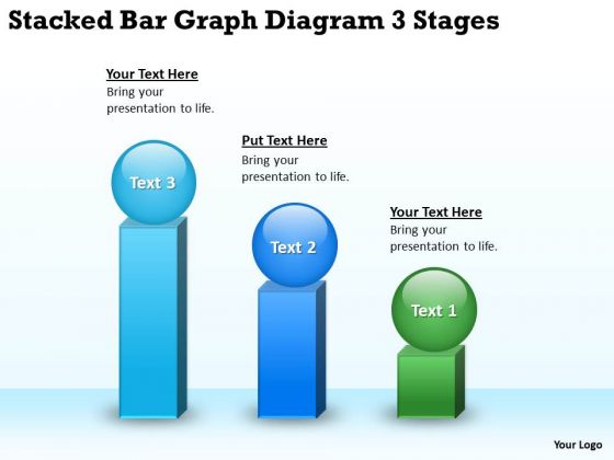 Stacked Bar Graph Diagram 3 Stages Business Plan Outline PowerPoint Templates