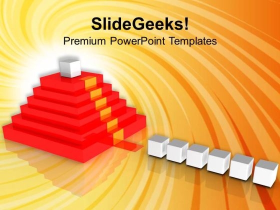 Staircase With Winner On Red Background PowerPoint Templates Ppt Backgrounds For Slides 0313