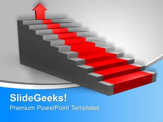 Stairs With Red Carpet Pointing Arrow PowerPoint Templates Ppt Backgrounds For Slides 0313