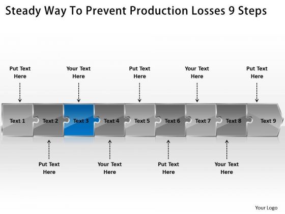 Steady Way To Prevent Production Losses 9 Steps Basic Process Flow Chart PowerPoint Templates