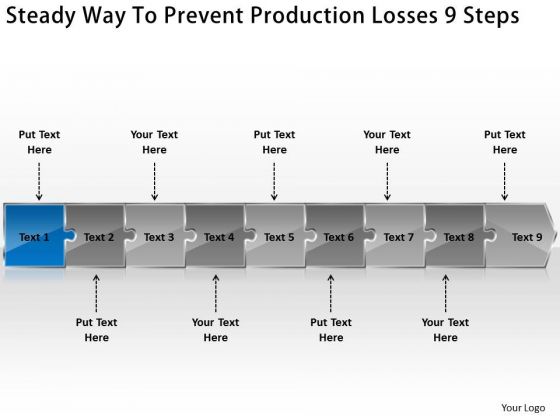 Steady Way To Prevent Production Losses 9 Steps Diagram Of Business Plan PowerPoint Templates