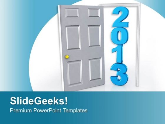 Stepping Through Door Into Business Bells PowerPoint Templates Ppt Backgrounds For Slides 0413