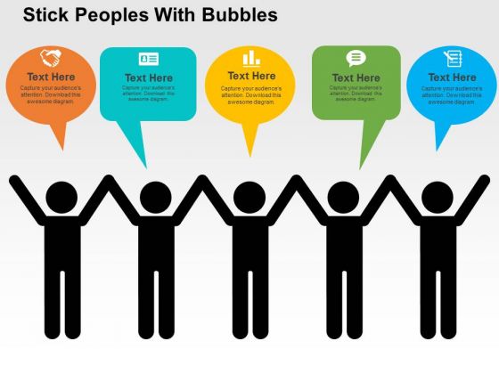 Stick Peoples With Bubbles PowerPoint Template